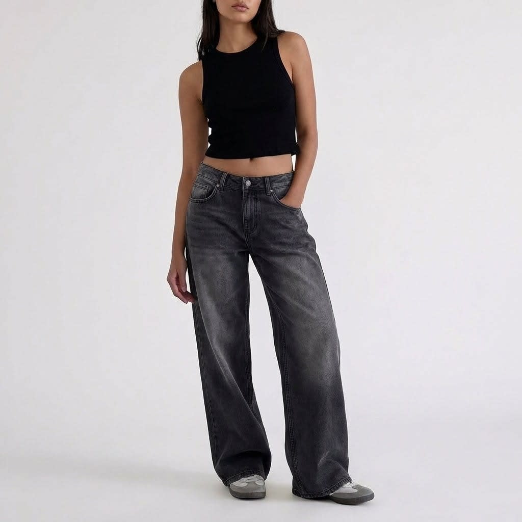 Women's Low Rise Wide Leg Jeans | Betsan_9