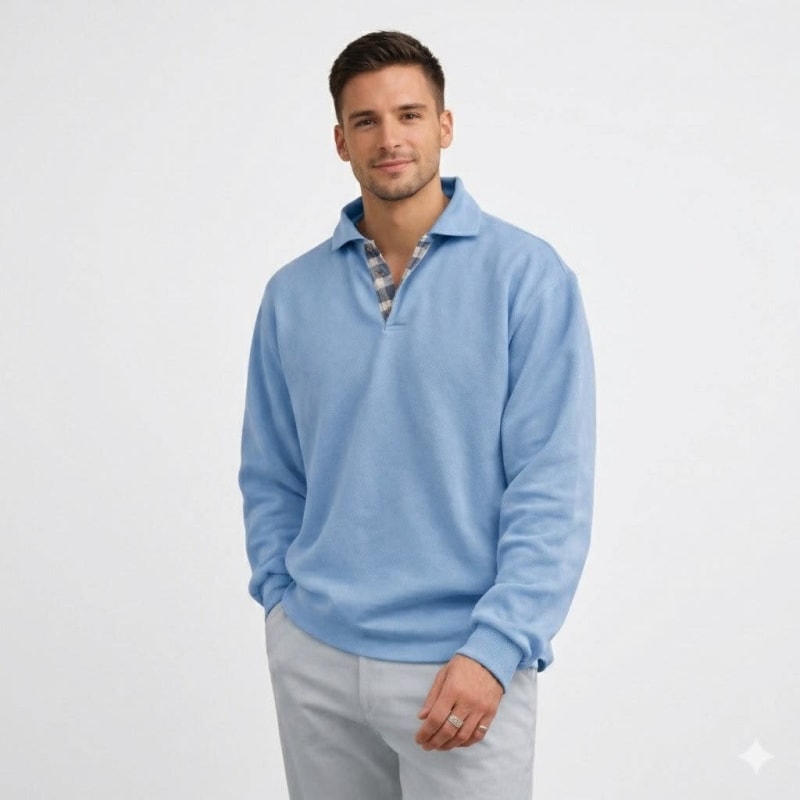 Men's Knit Long Sleeve Polo | Jake_1