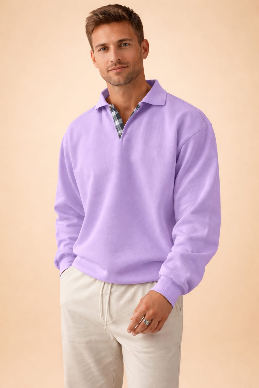 Men's Knit Long Sleeve Polo | Jake_10