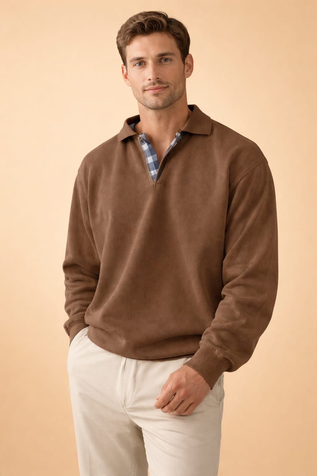 Men's Knit Long Sleeve Polo | Jake_11