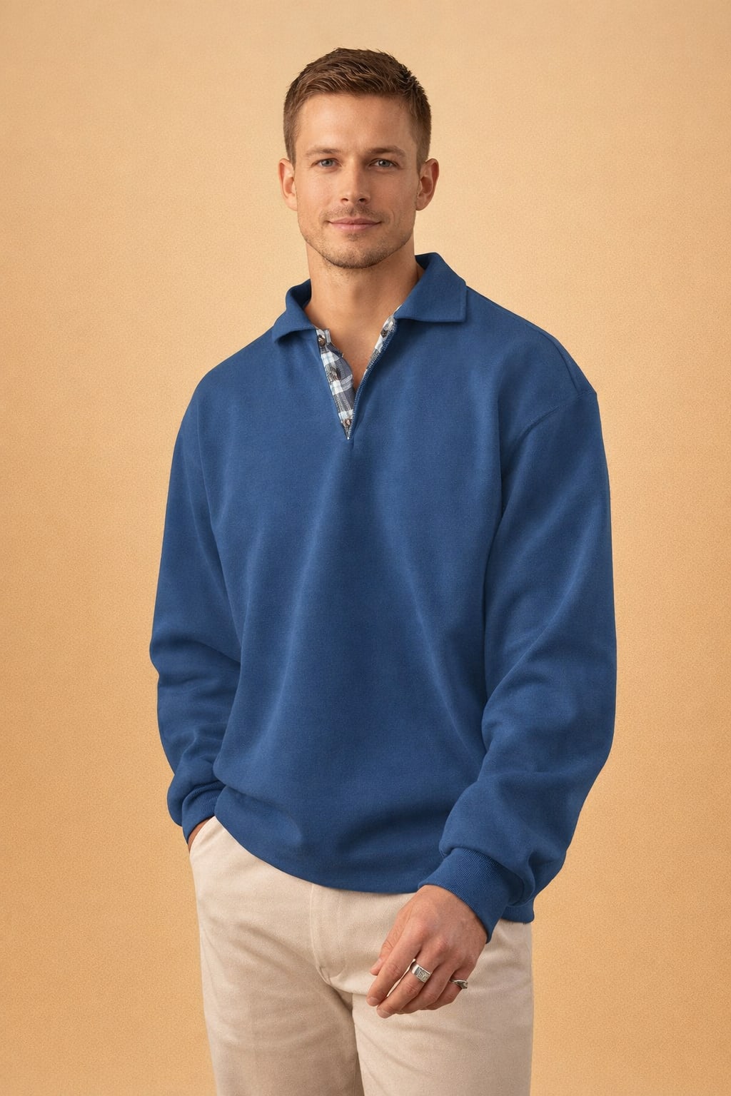 Men's Knit Long Sleeve Polo | Jake_3