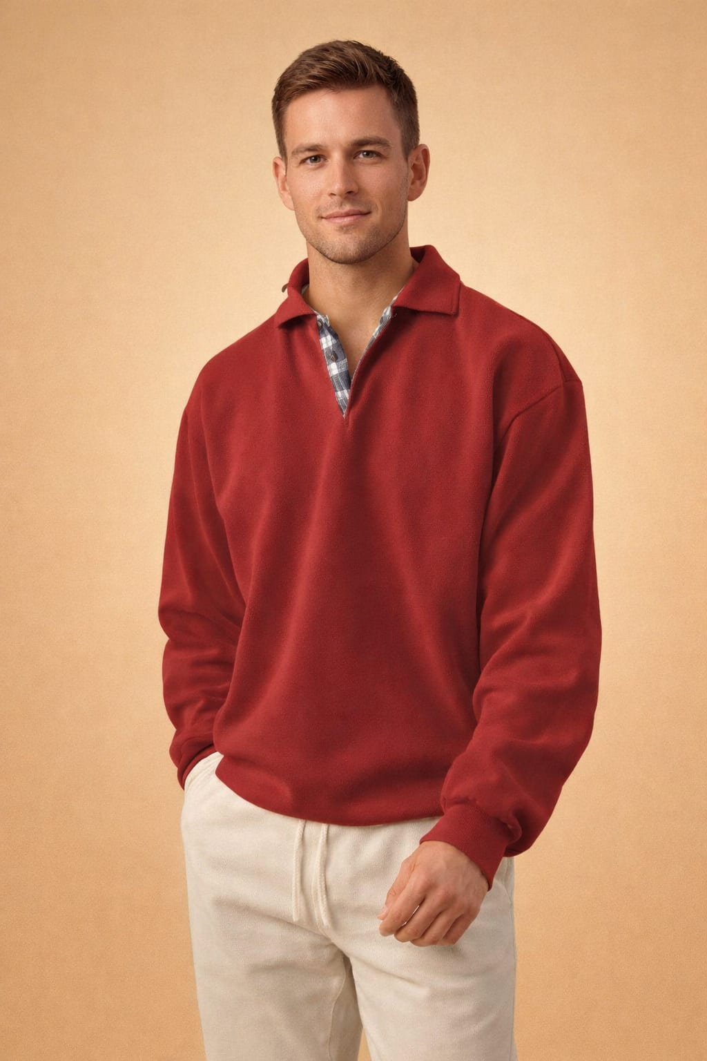 Men's Knit Long Sleeve Polo | Jake_5