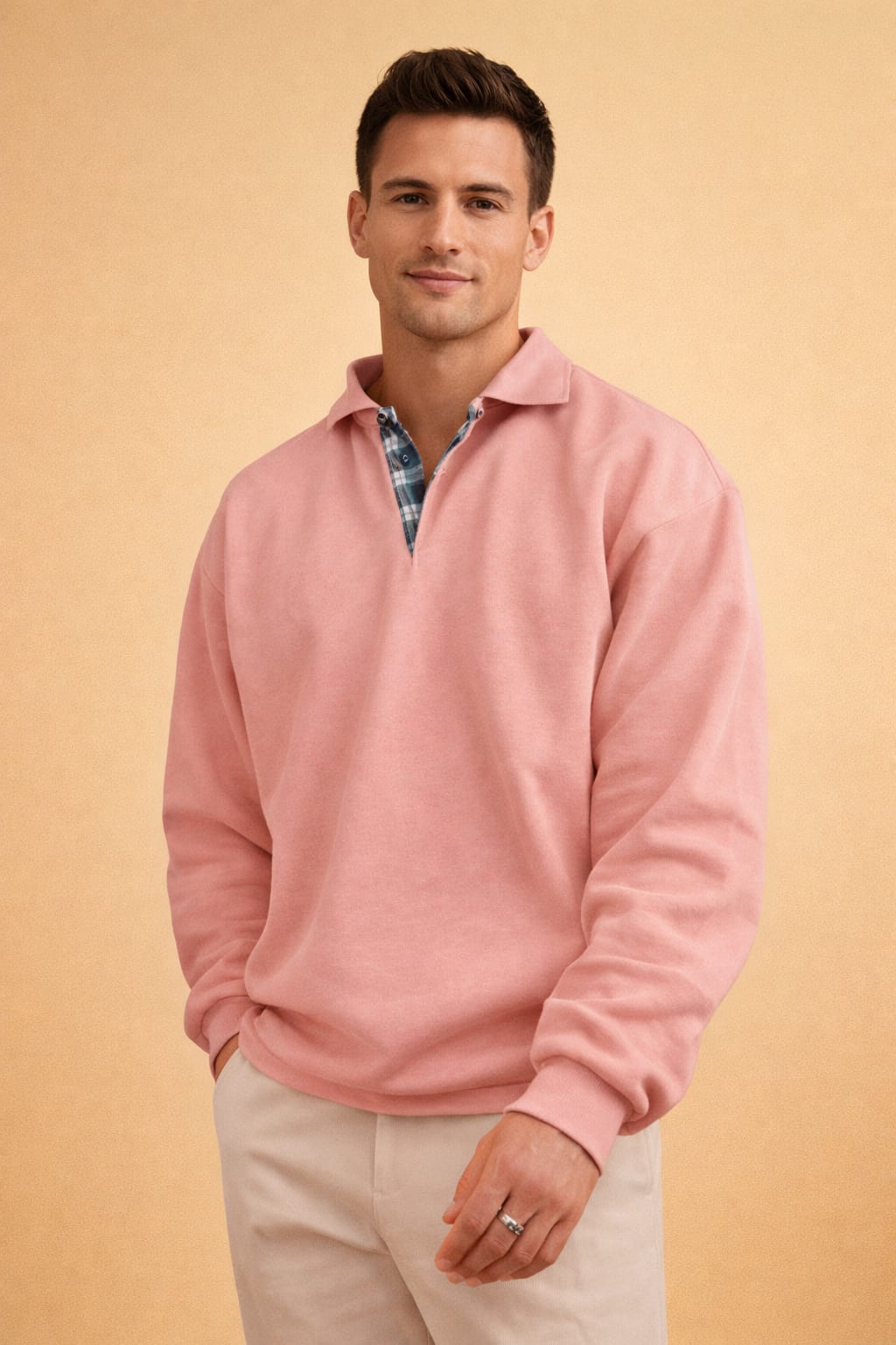 Men's Knit Long Sleeve Polo | Jake_8