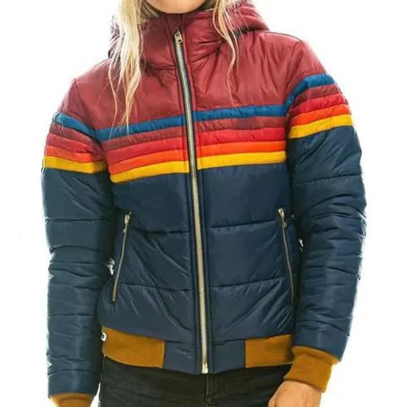Women's Retro Striped Puffer Jacket | Nancie_2