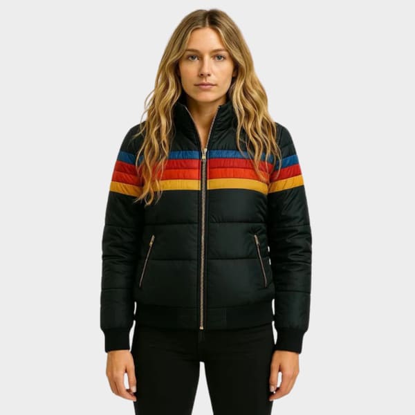 Women's Retro Striped Puffer Jacket | Nancie_4
