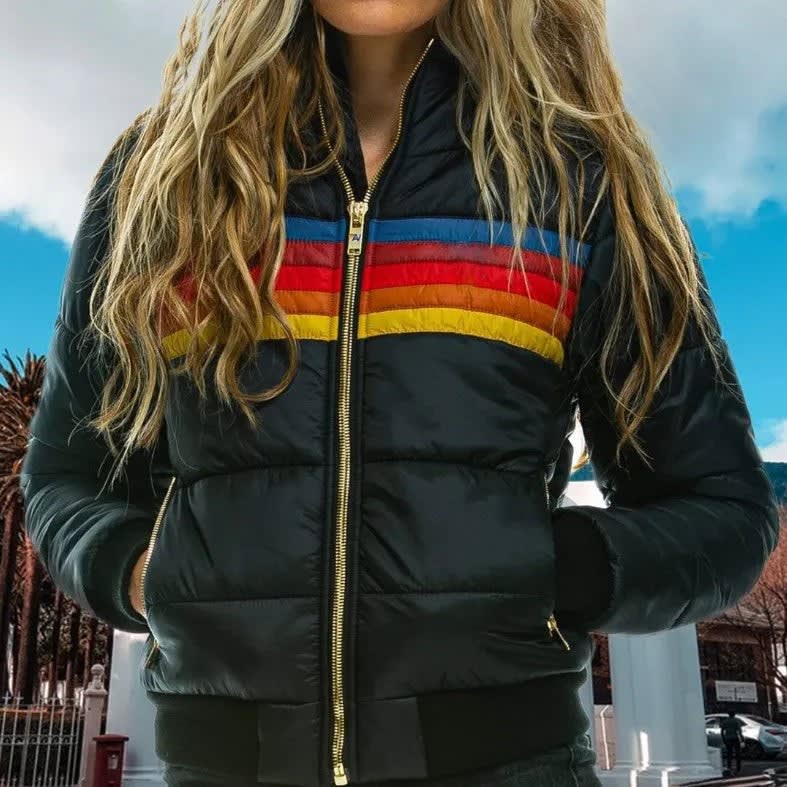 Women's Retro Striped Puffer Jacket | Nancie_5