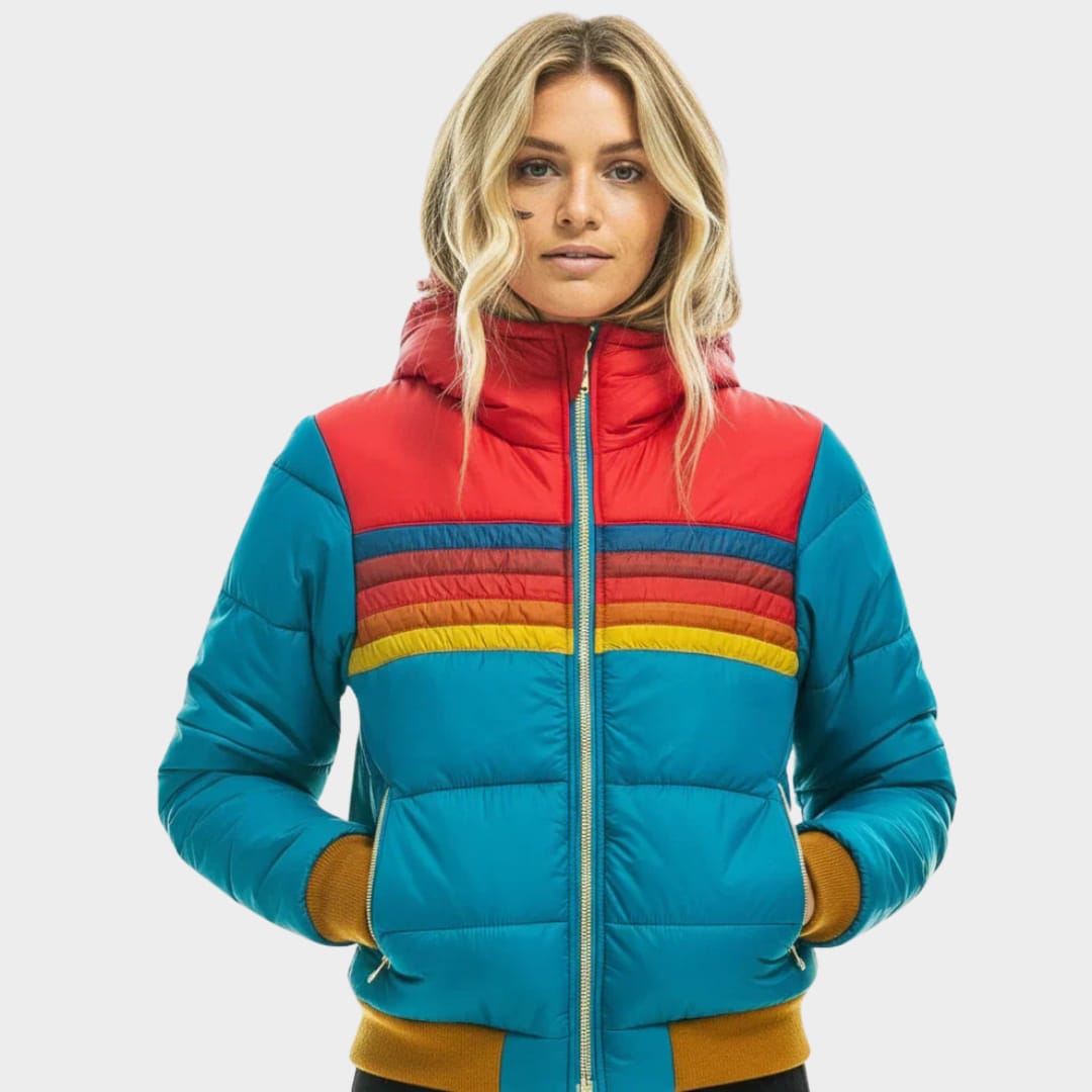 Women's Retro Striped Puffer Jacket | Nancie_6