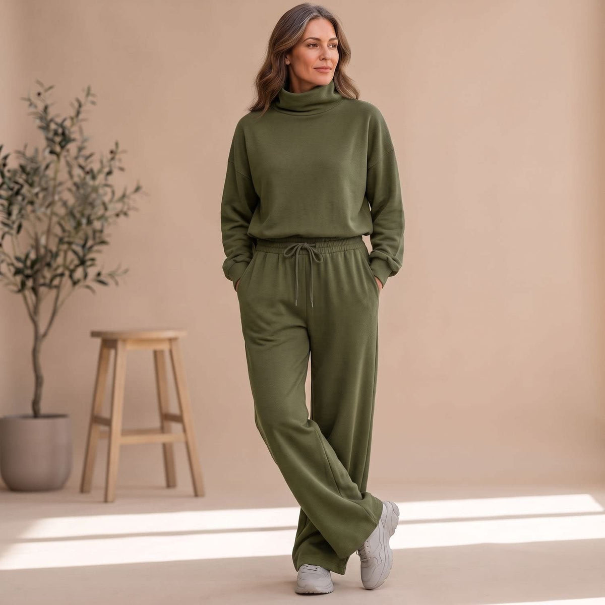 Women's Turtleneck Two Piece Lounge Set | Samantha_4