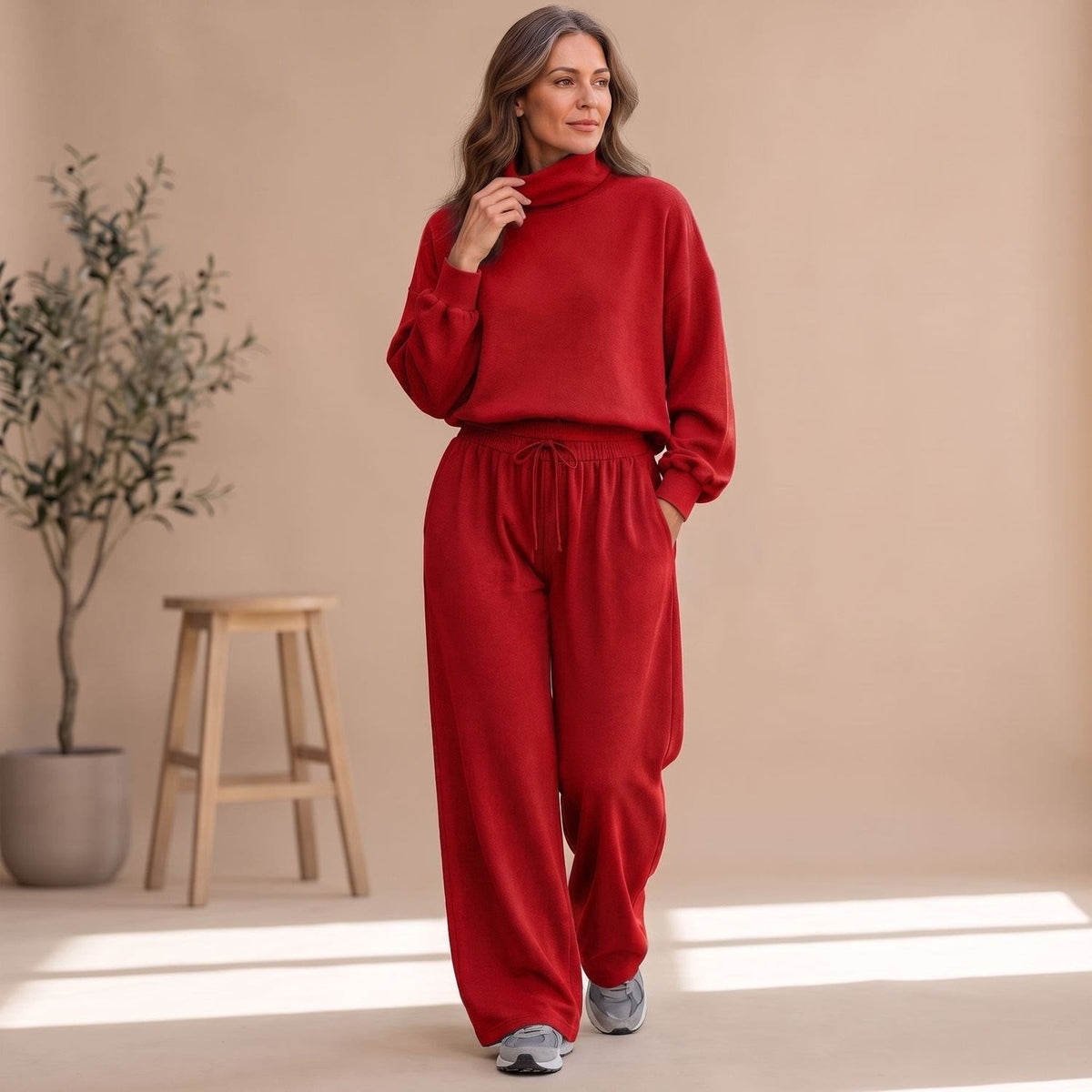 Women's Turtleneck Two Piece Lounge Set | Samantha_6