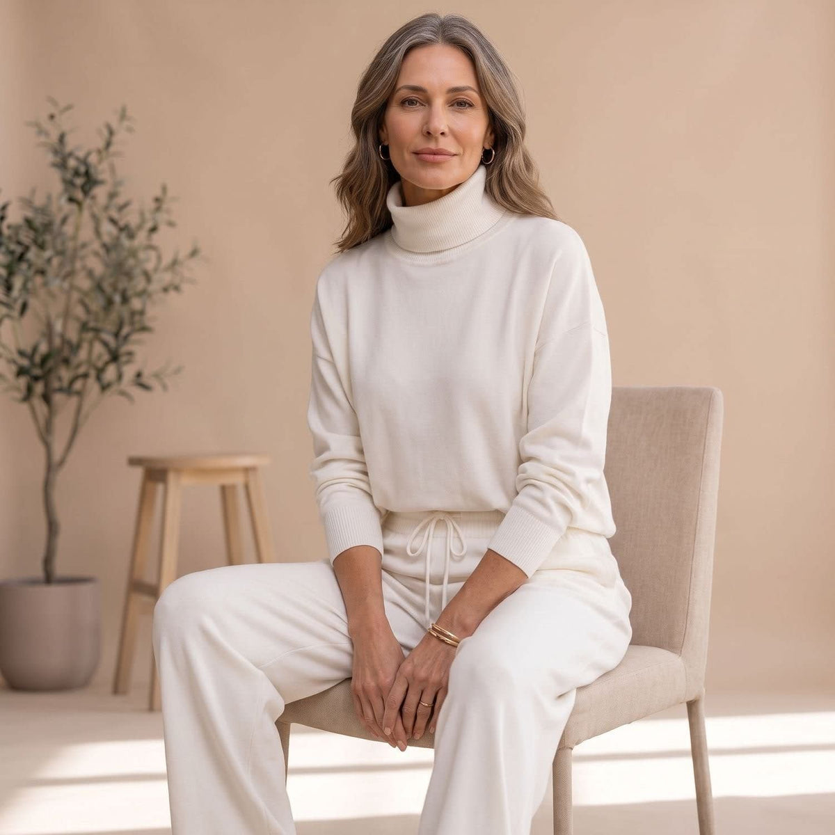 Women's Turtleneck Two Piece Lounge Set | Samantha_9