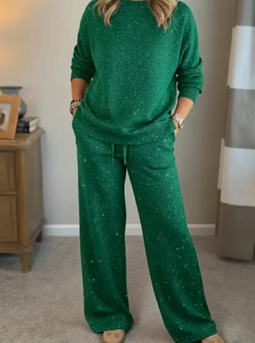 Women's Sparkle Two Piece Lounge Set | Arabella_2