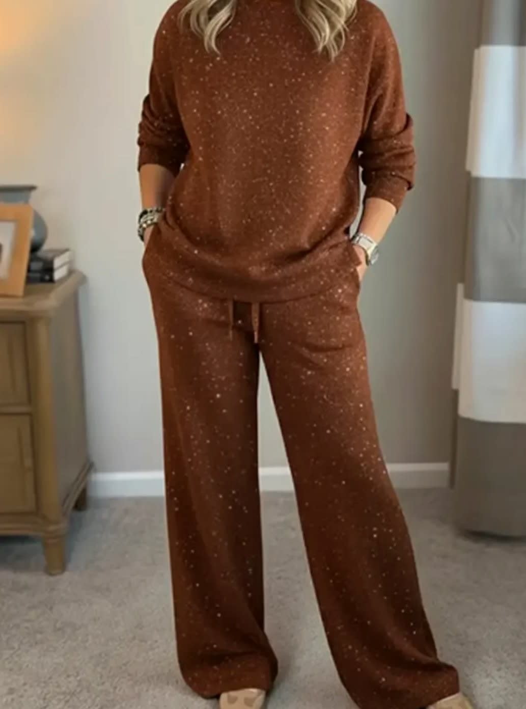 Women's Sparkle Two Piece Lounge Set | Arabella_4