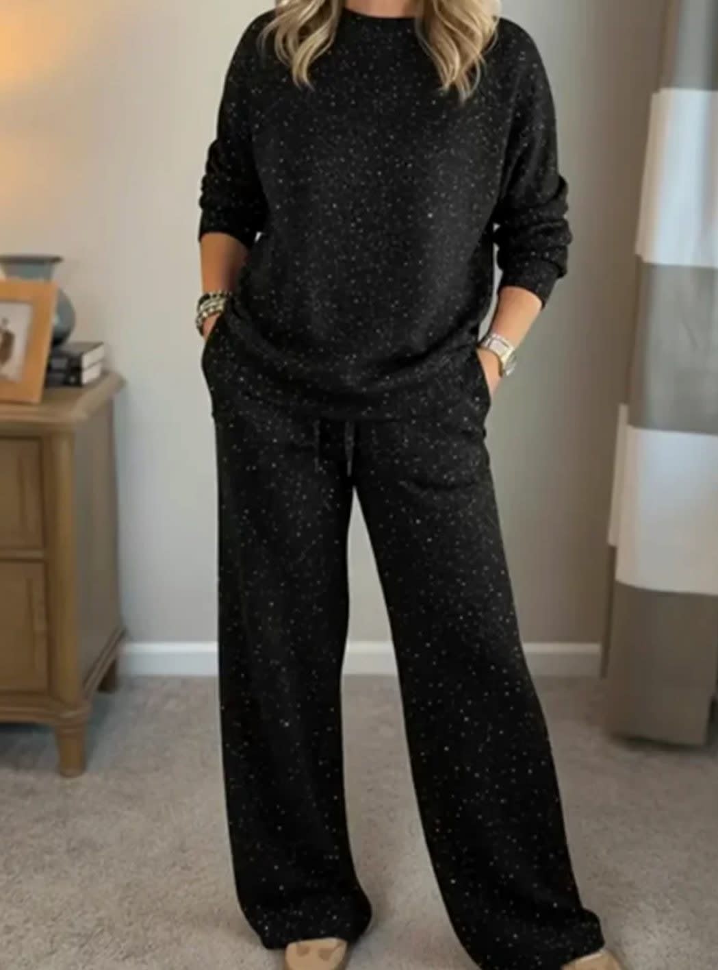 Women's Sparkle Two Piece Lounge Set | Arabella_5