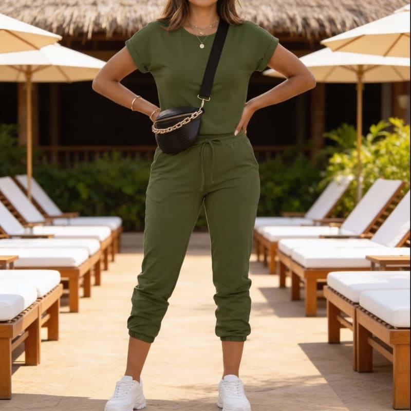 Women's T-Shirt And Jogger Lounge Set | Penny_1