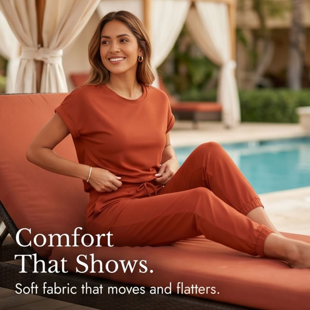 Women's T-Shirt And Jogger Lounge Set | Penny_7