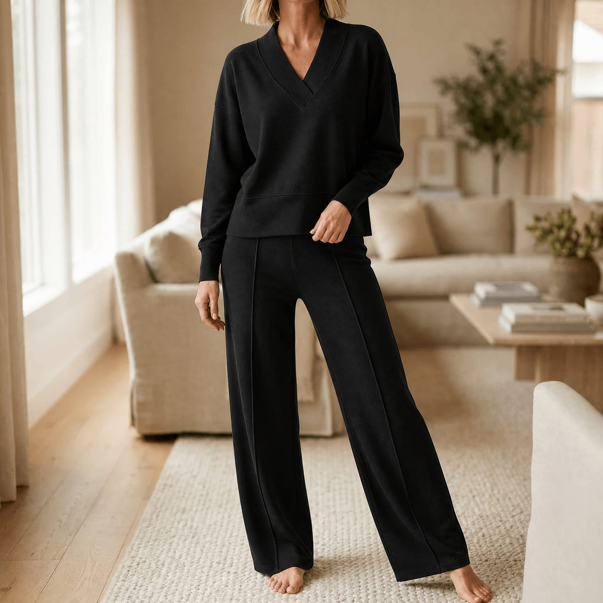 Women's Knit Jumper Wide Leg Trouser Set | Melanie_13