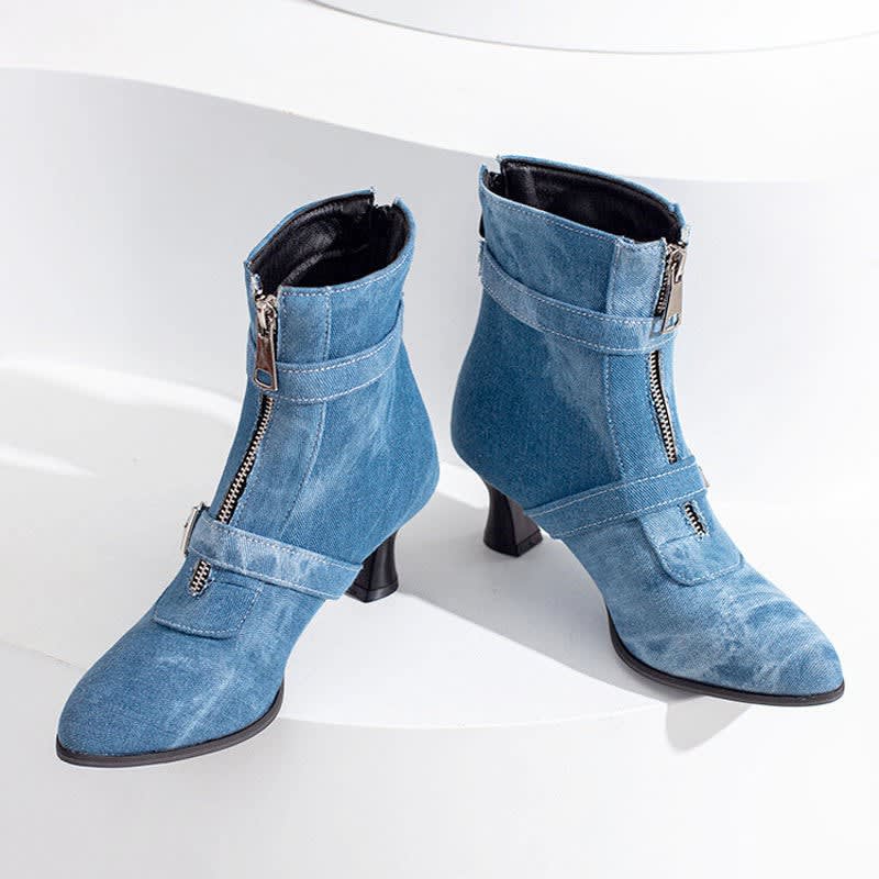 Women's Pointed Toe Buckle Ankle Boots | Glesni_10