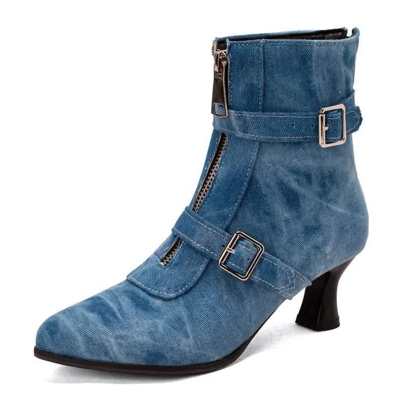 Women's Pointed Toe Buckle Ankle Boots | Glesni_12