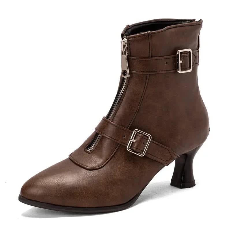 Women's Pointed Toe Buckle Ankle Boots | Glesni_13