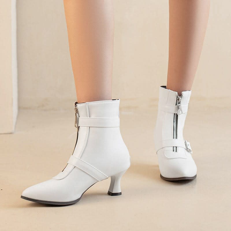 Women's Pointed Toe Buckle Ankle Boots | Glesni_2