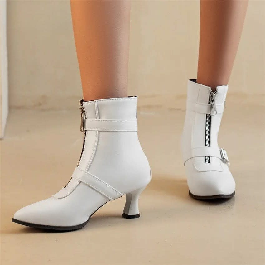 Women's Pointed Toe Buckle Ankle Boots | Glesni_5