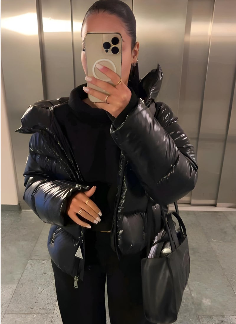 Women's Glossy Quilted Puffer Jacket | Cathy_6