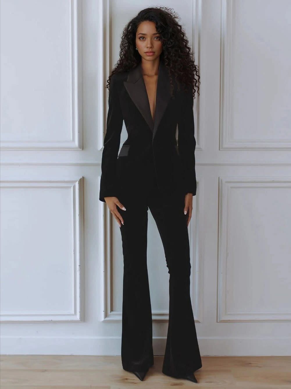 Women's Velvet Flared Trouser Suit | Roberta_6