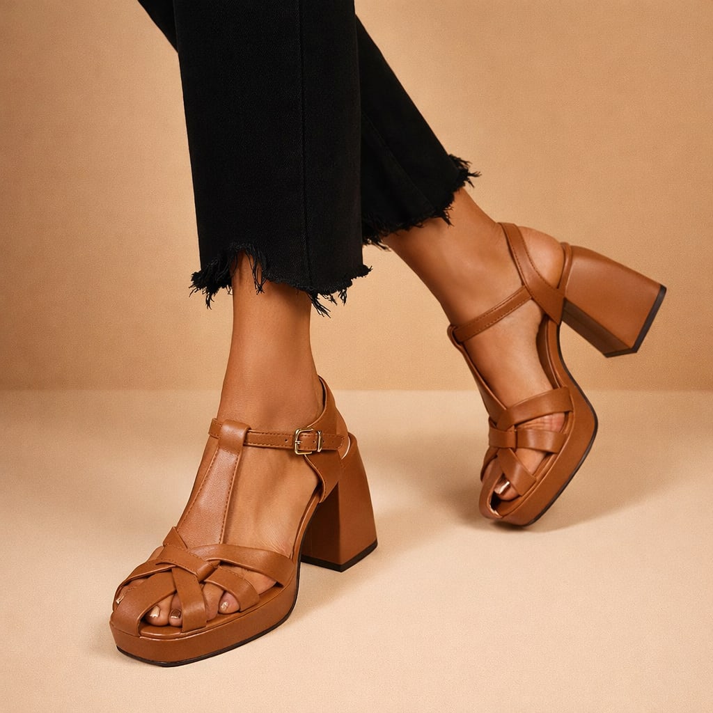 Women's Woven Leather Platform Sandals | Aine_2