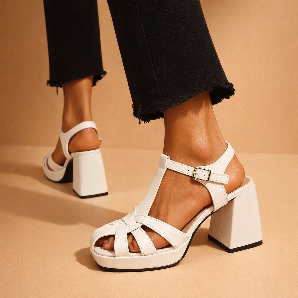 Women's Woven Leather Platform Sandals | Aine_3
