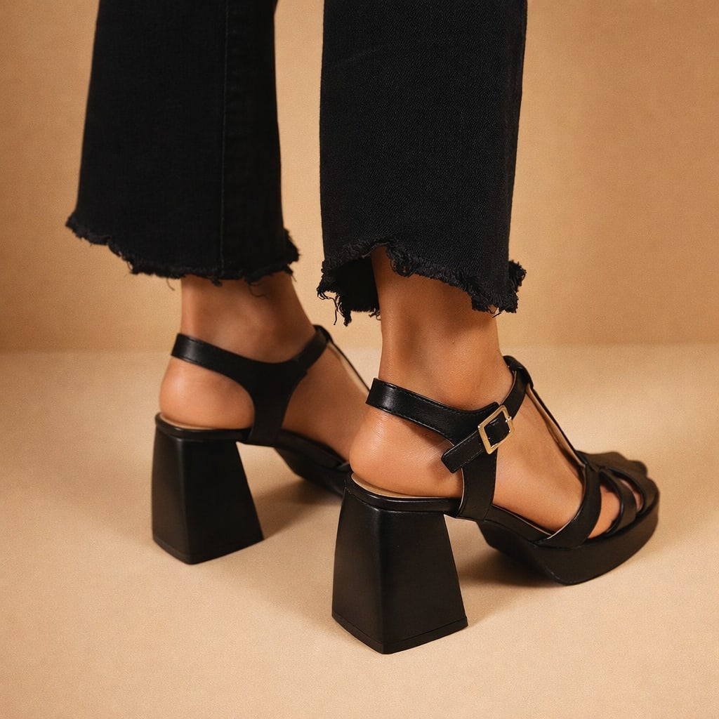 Women's Woven Leather Platform Sandals | Aine_6