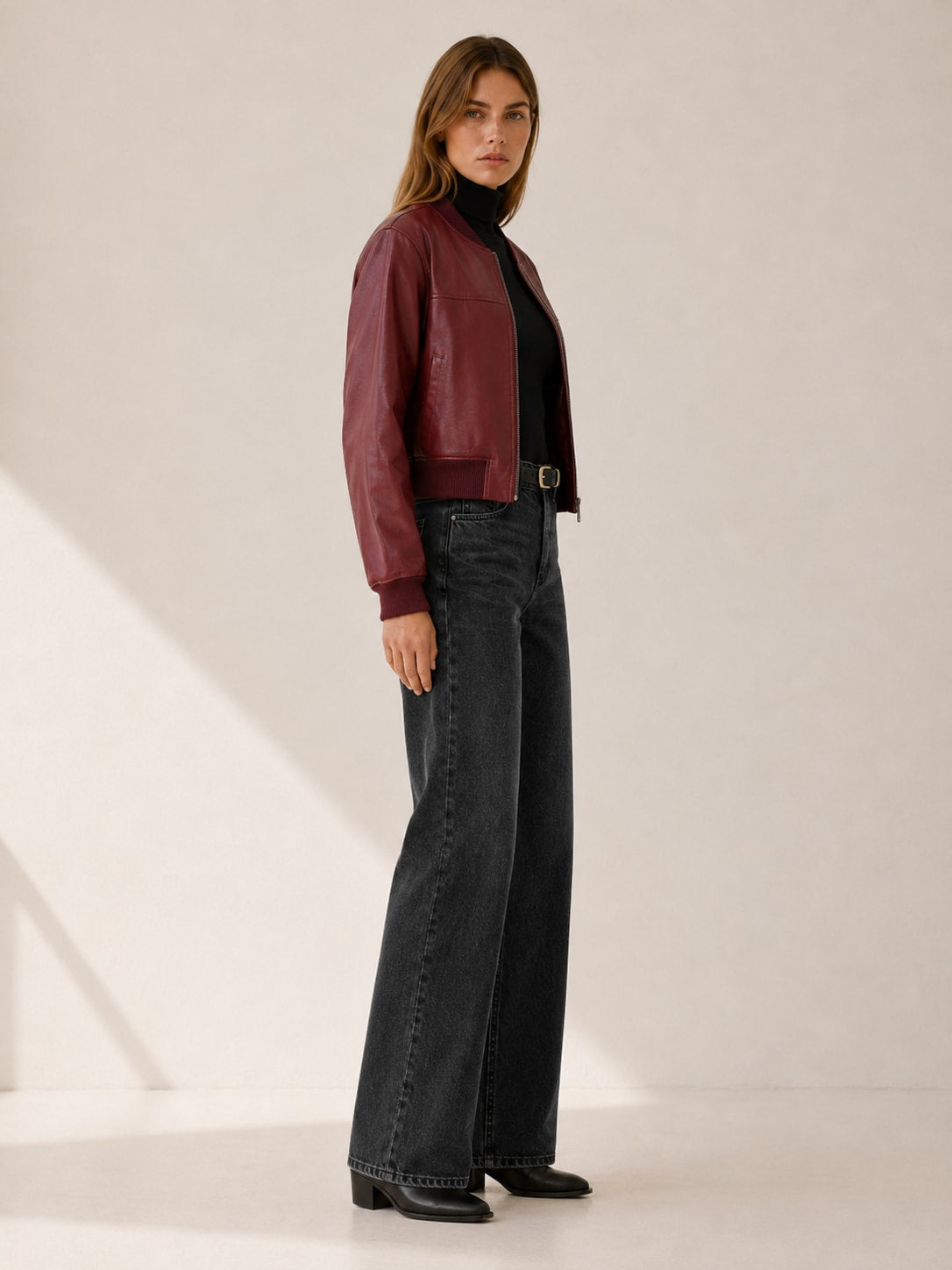 Women's Collarless Cropped Jacket with Zip Front | Brooke Harrison_2