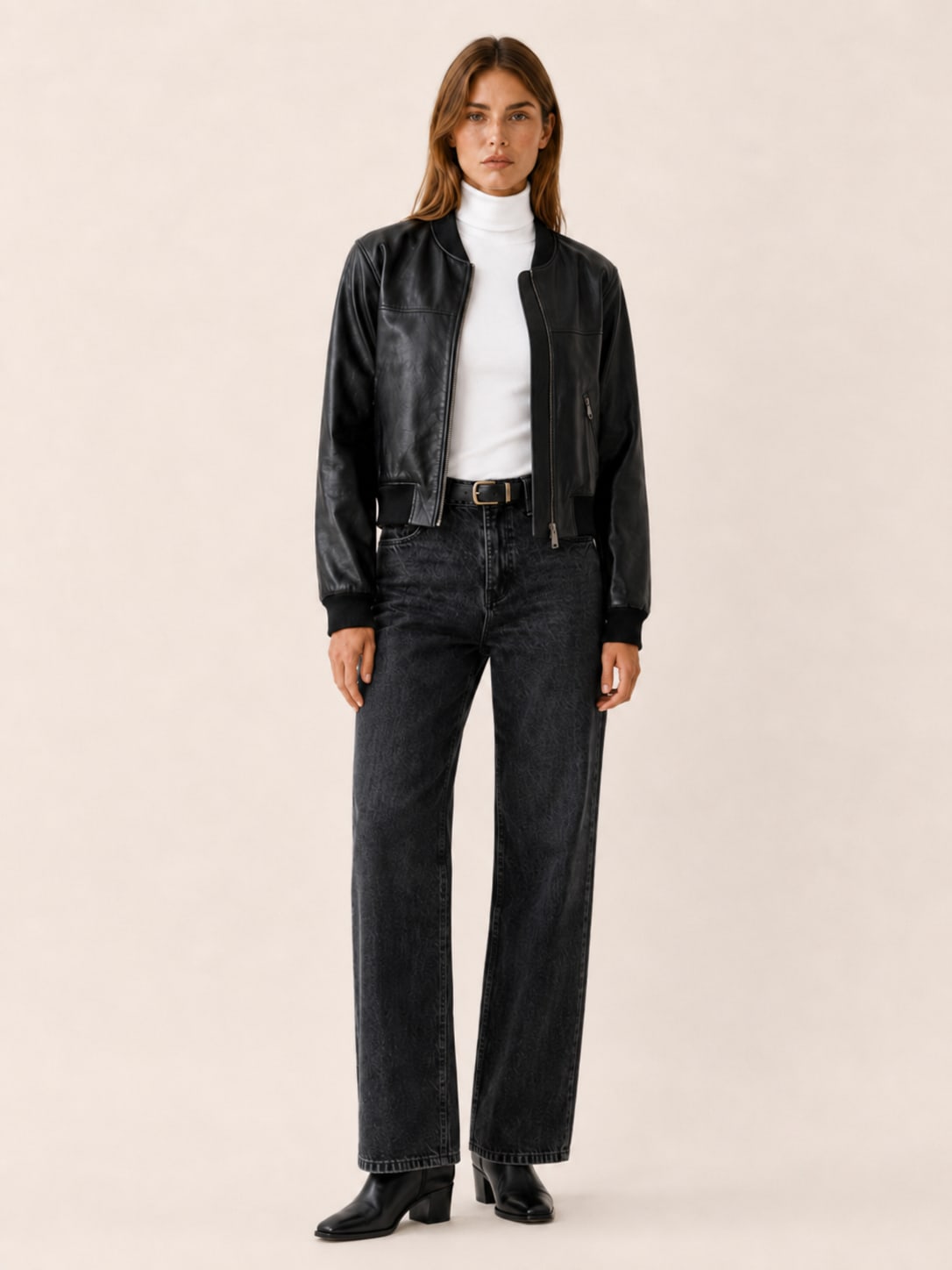 Women's Collarless Cropped Jacket with Zip Front | Brooke Harrison_5