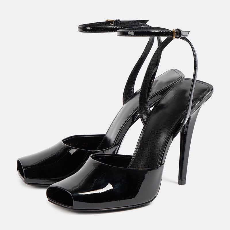 Women's Peep-Toe Stiletto Heels | Hesper - Black / 9