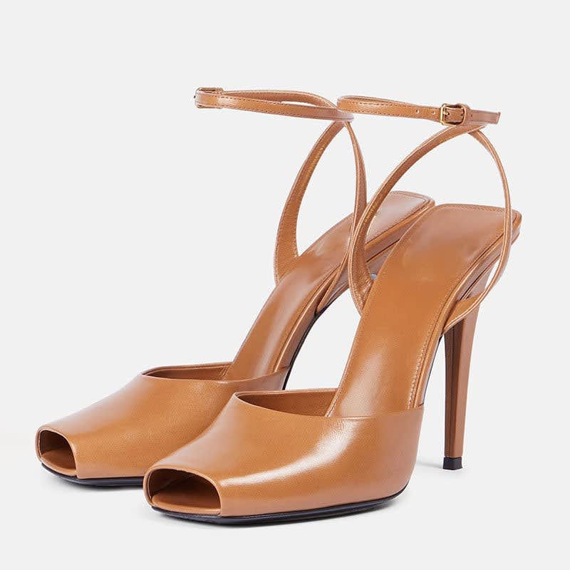 Women's Peep-Toe Stiletto Heels | Hesper - Khaki / 4.5