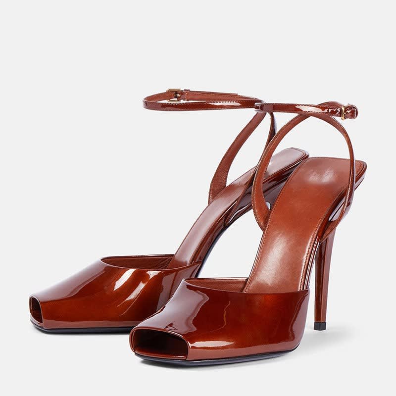 Women's Peep-Toe Stiletto Heels | Hesper - Brown / 7