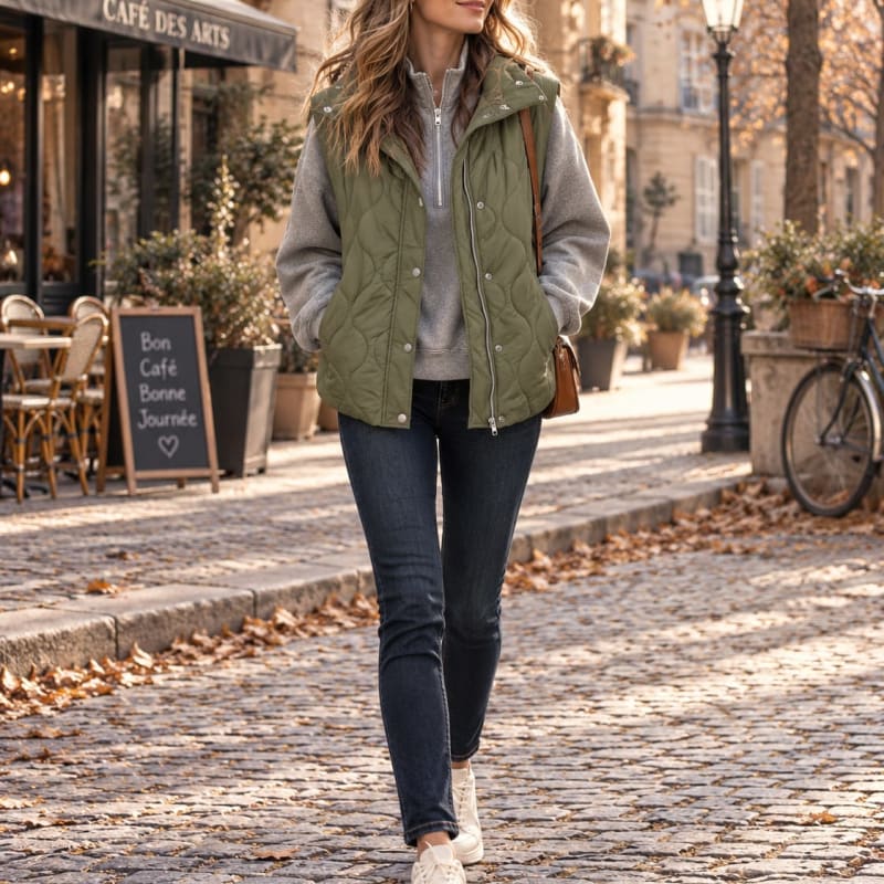 Women's Quilted Cropped Puffer Gilet | Elsie_1