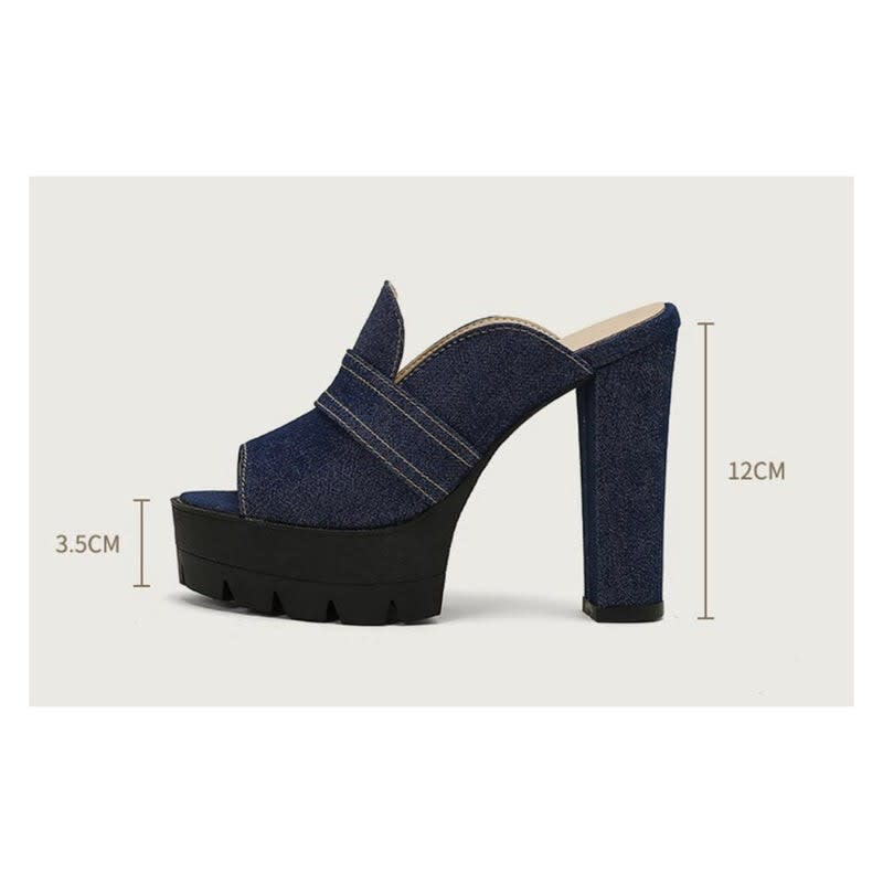 Women's Denim Platform Mules | Tegen_16