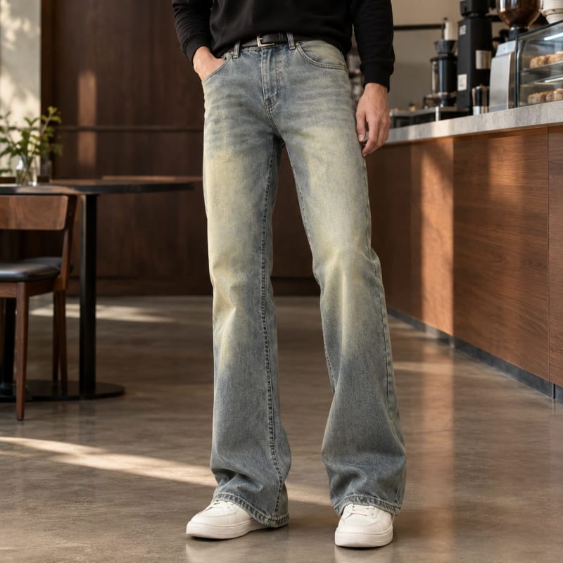 Men's Cotton Denim Flared Jeans | Hamish_1