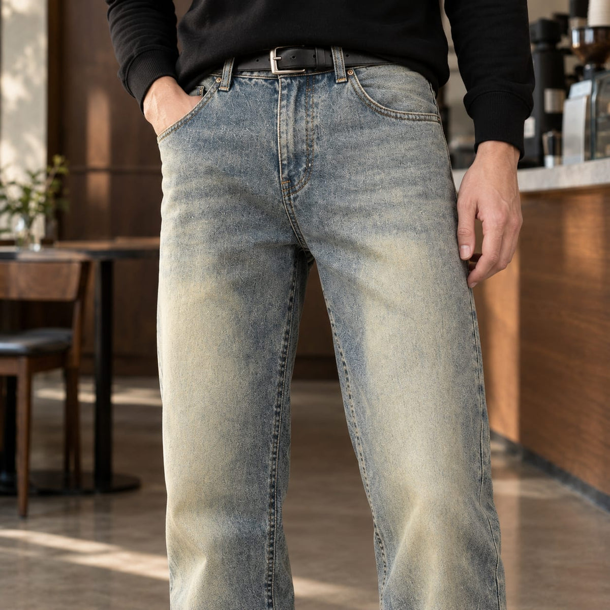 Men's Cotton Denim Flared Jeans | Hamish_2