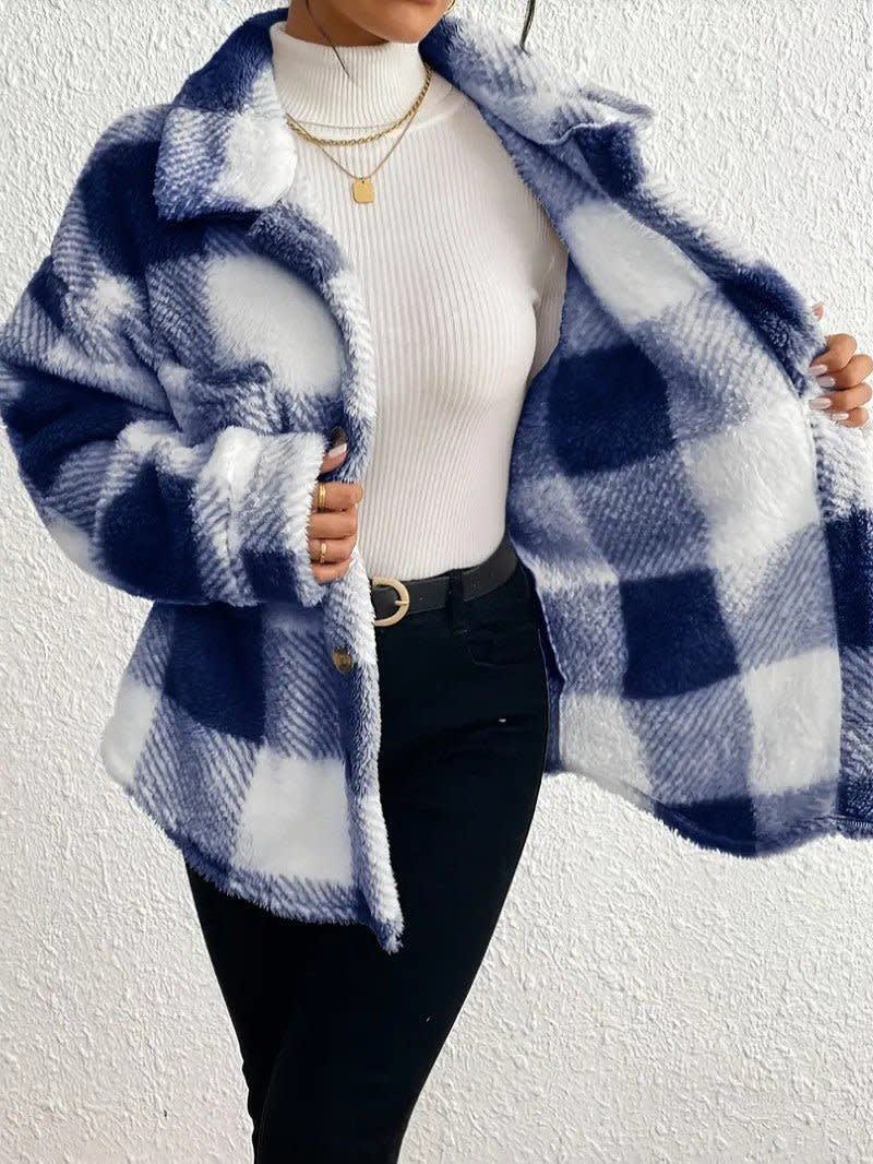 Women's Checked Fleece Shacket | Deirdre_19