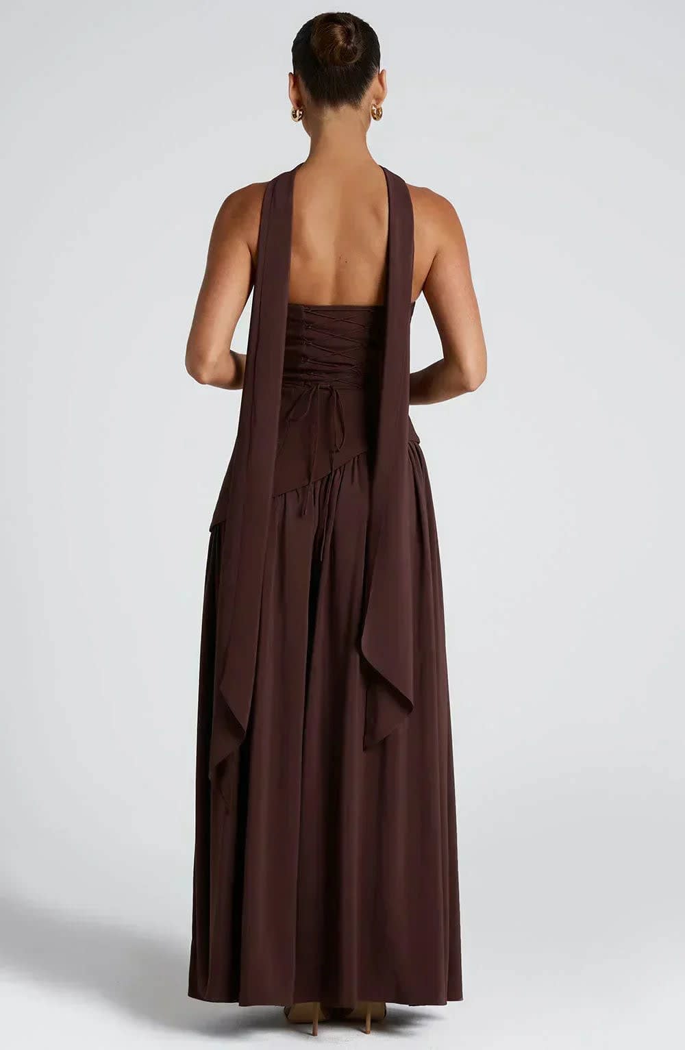 Women's Halter Neck Wedding Guest Maxi Dress with High Slit | Solara_14