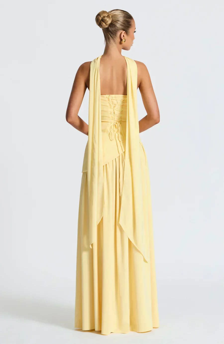 Women's Halter Neck Wedding Guest Maxi Dress with High Slit | Solara_2