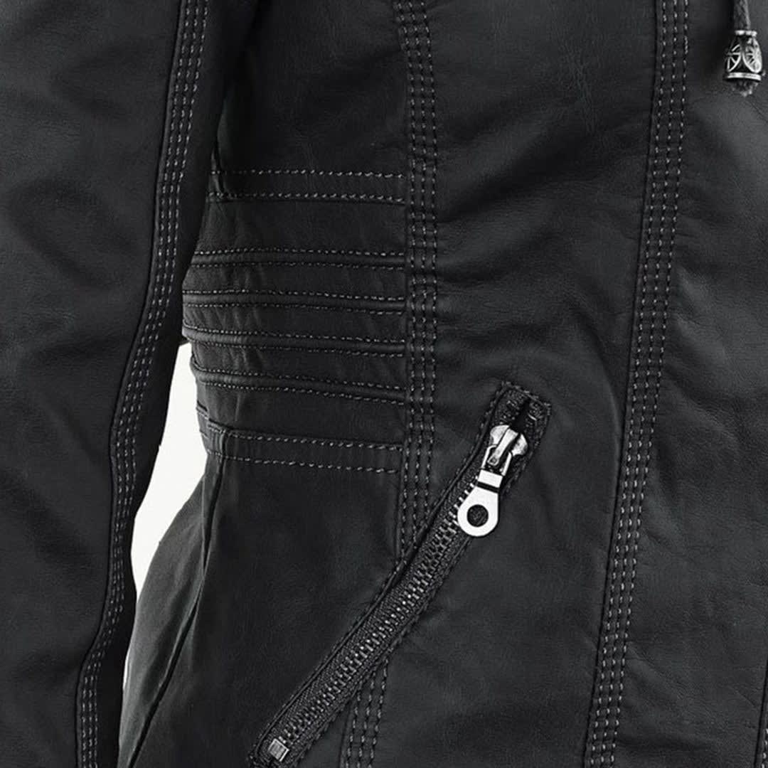 Women's Faux Leather Hooded Jacket | Freya_20