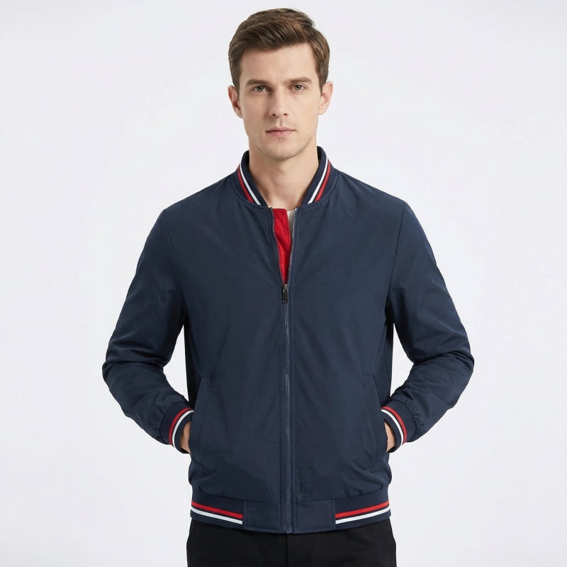 Men's Slim Fit Varsity Stripe Bomber Jacket | Christopher_1