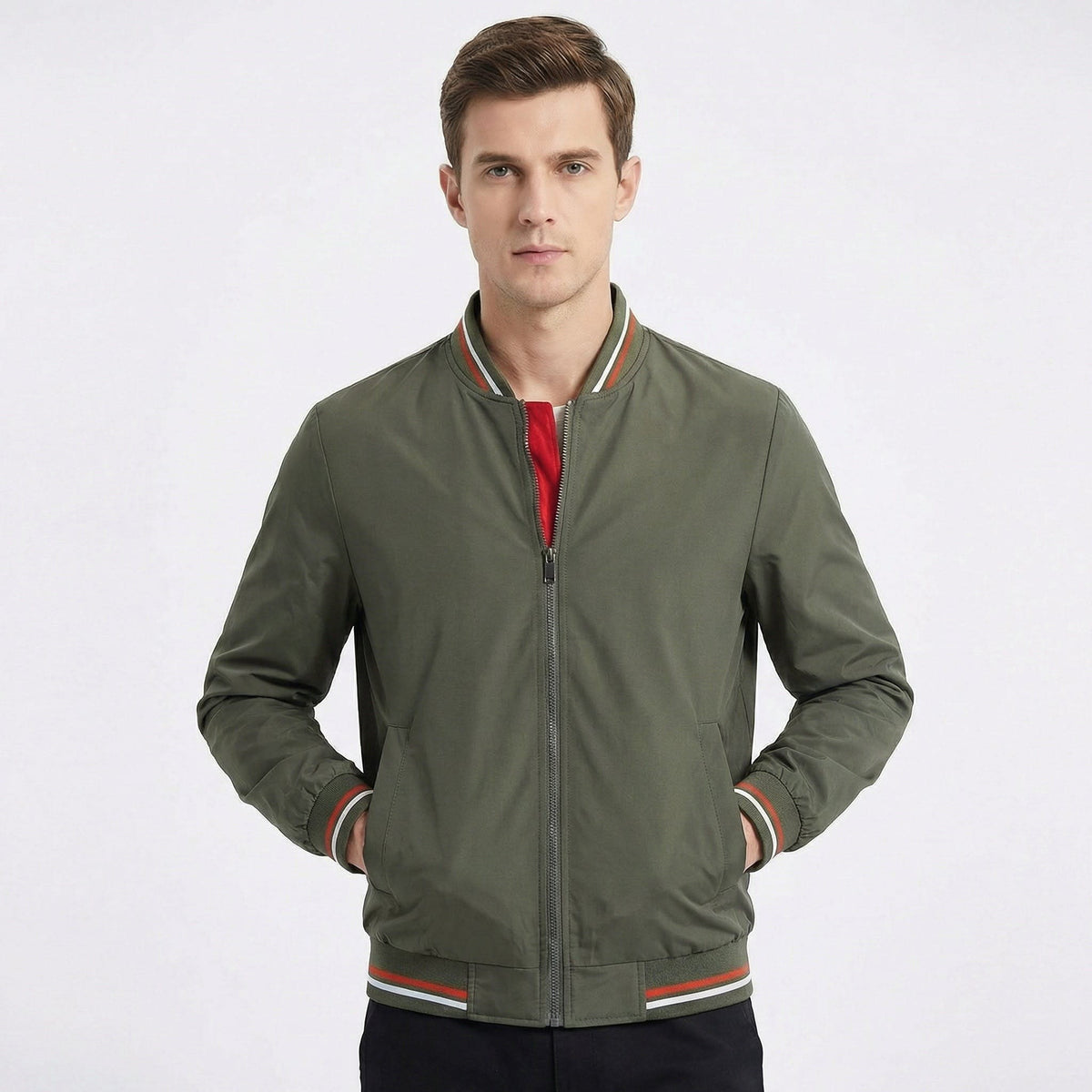 Men's Slim Fit Varsity Stripe Bomber Jacket | Christopher_3
