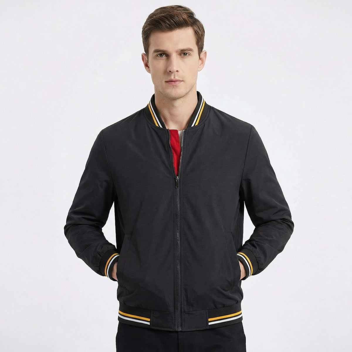 Men's Slim Fit Varsity Stripe Bomber Jacket | Christopher_4