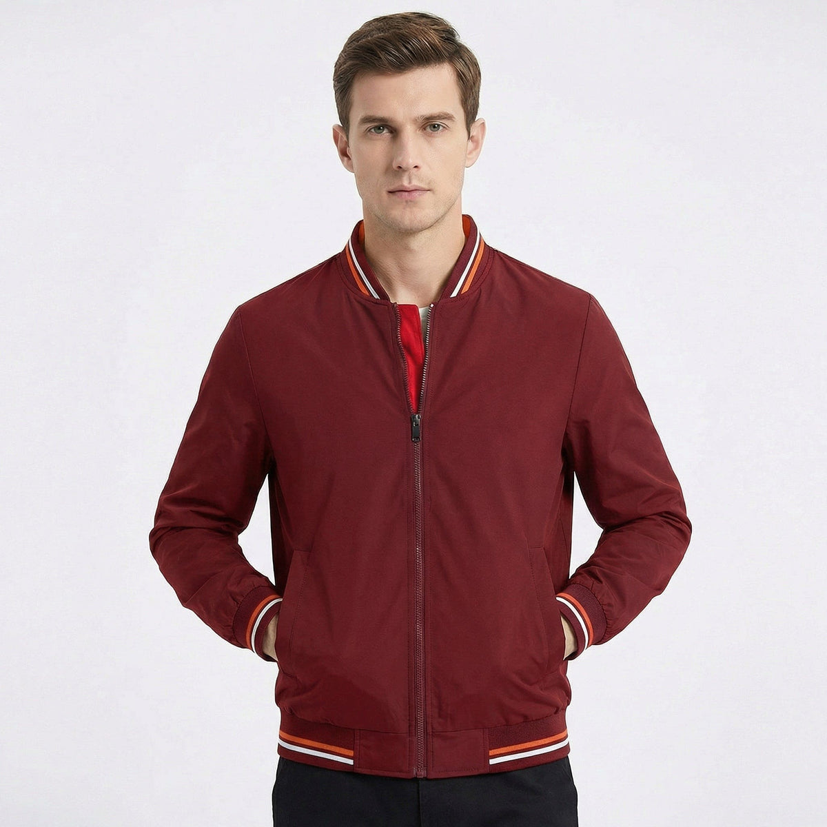 Men's Slim Fit Varsity Stripe Bomber Jacket | Christopher_5