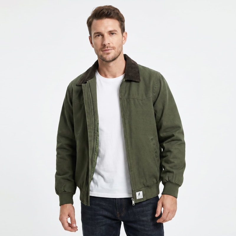 Men's Canvas Corduroy Collar Bomber Jacket | Daniel_1