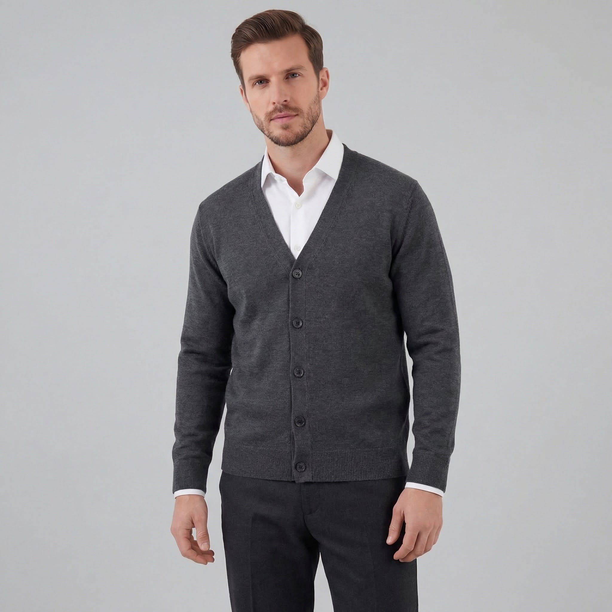 Men's Knit V-Neck Cardigan | Ned_15