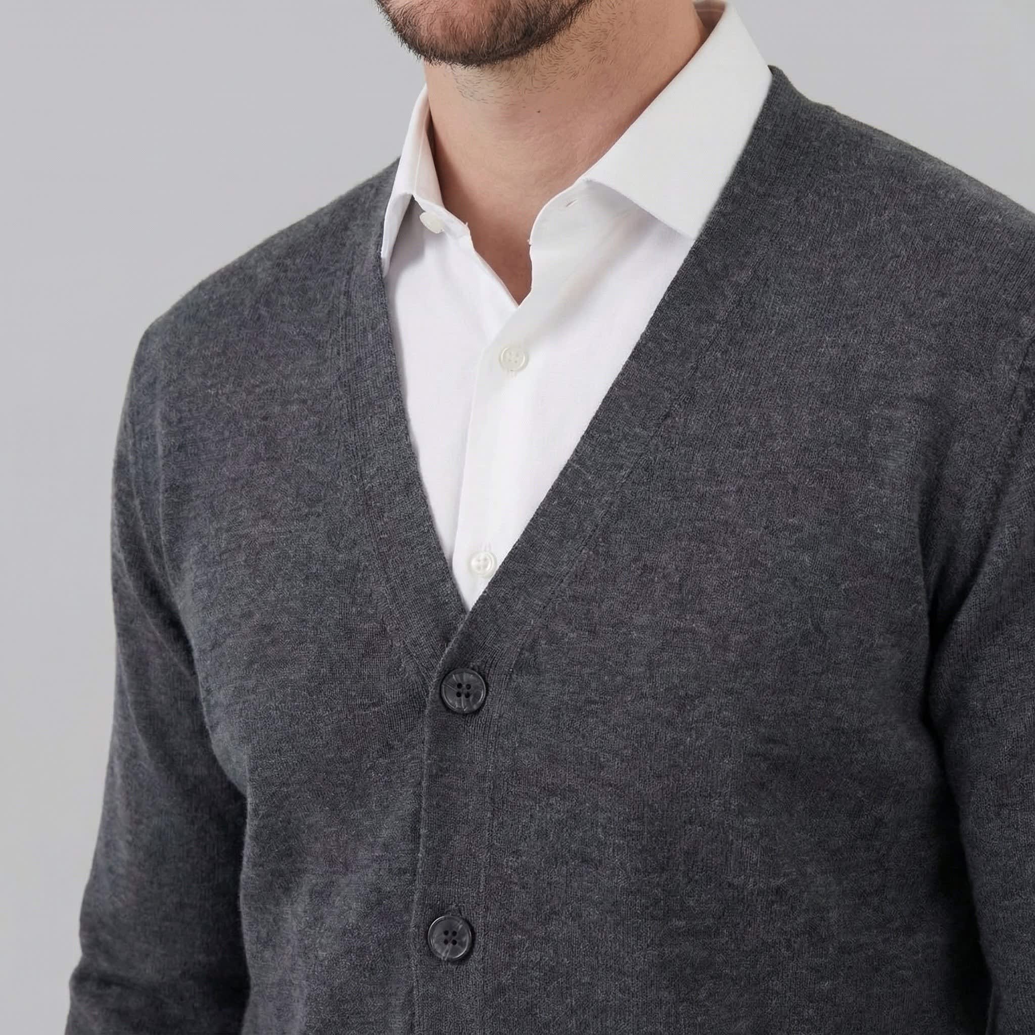 Men's Knit V-Neck Cardigan | Ned_18